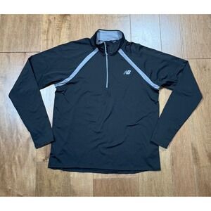 New Balance Pullover 1/4 Zip Black Stretch NB Dry Activewear Mens‎ Small